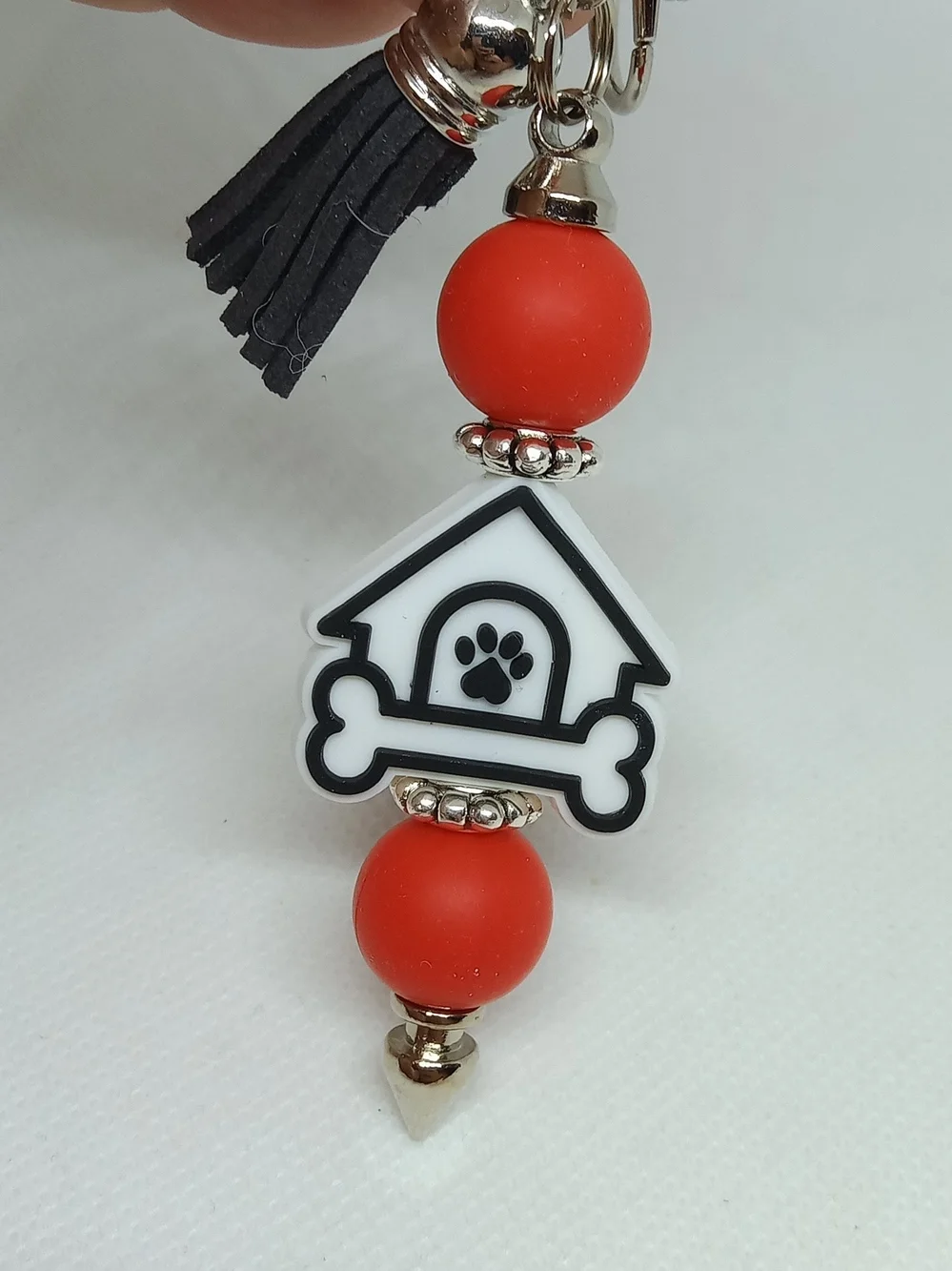 Dog Mom Red Beaded Keychain and Pen Set NEW Handmade